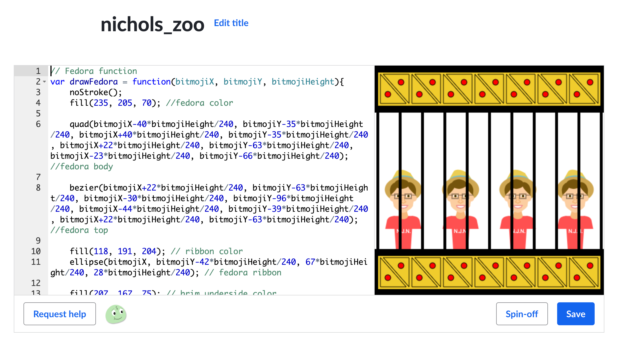 nichols_zoo javascript bitmoji program