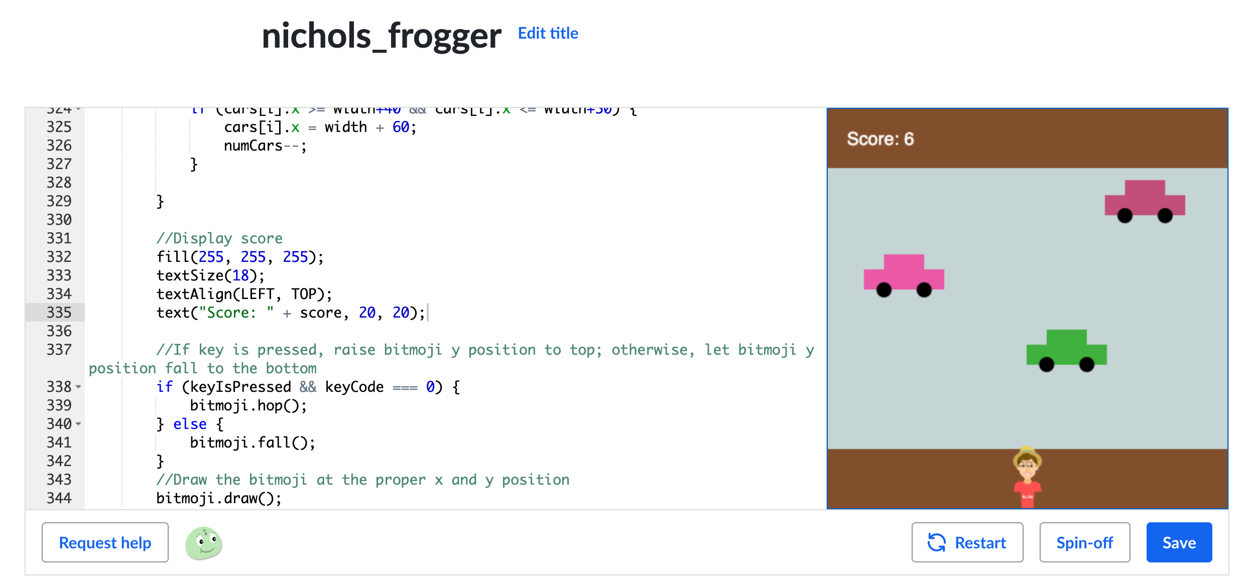 nichols_frogger javascript program