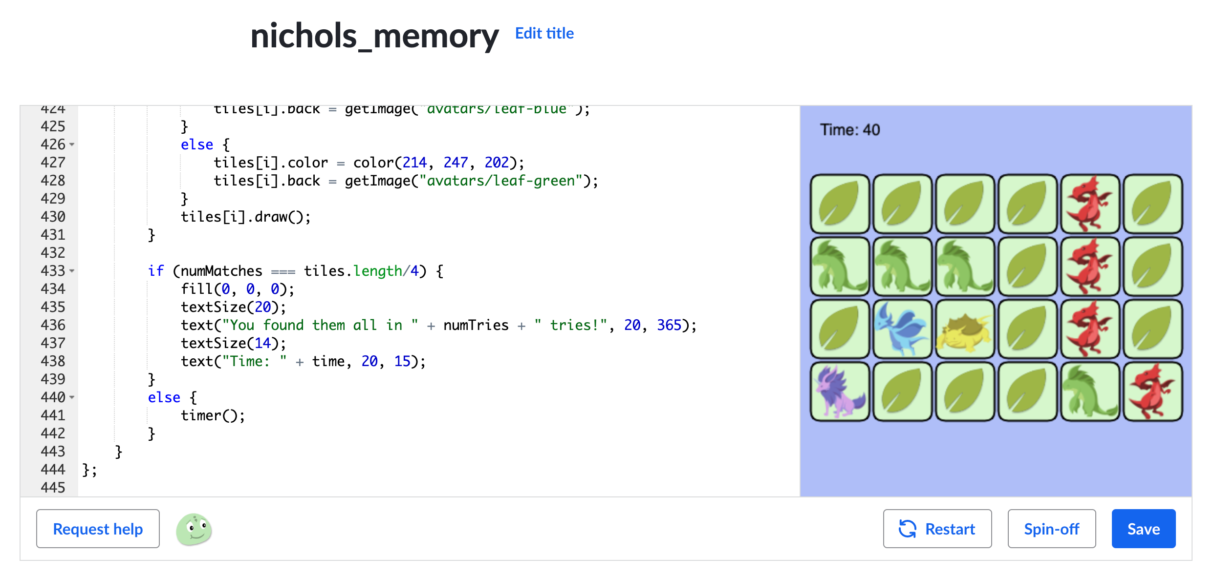 nichols_memory javascript program
